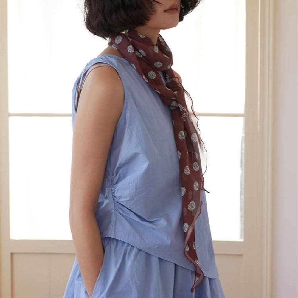 【EMMA SUE】格紋絲巾 長絲巾 桑蠶絲 包包裝飾 配飾 絲質圍巾 絲巾 繫脖 領口 穿搭 波點絲巾 領巾 襯衫搭配 法式絲巾 