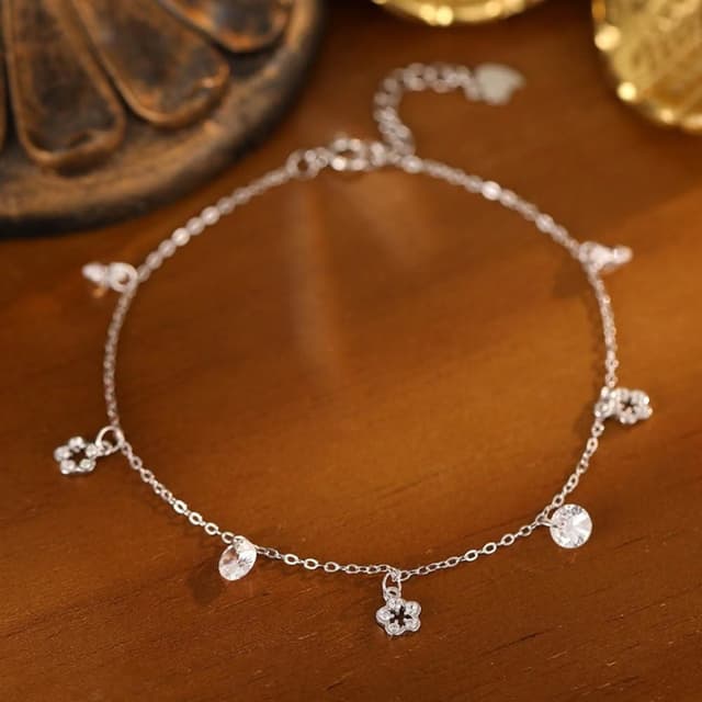 【巴黎精品】紐約精品 現貨+預購 925純銀腳鍊手鍊腳鏈腳踝鏈足鏈腳飾手鏈情人節禮物-小清新花朵流蘇女飾品2色a1kk2