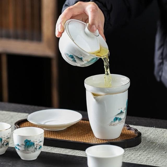 羊脂玉茶具組｜如玉質感｜高檔禮盒 泡茶 泡茶組 茶具 茶具組 送禮首選 茶具禮盒 辦公室 父親節禮物 功夫茶具 中秋節