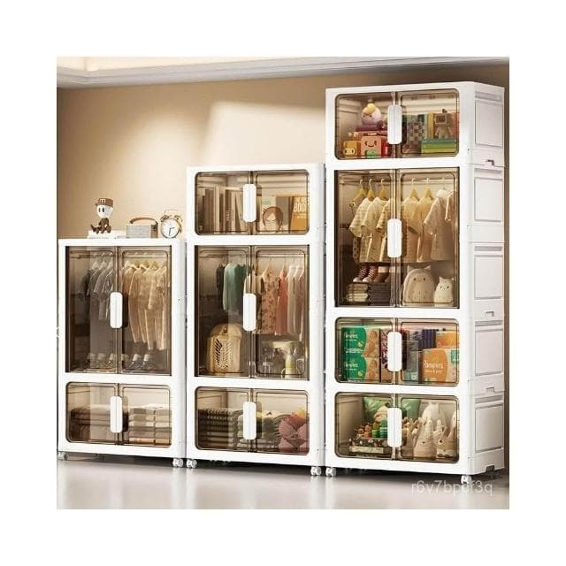 爆款80CM寬嬰兒掛衣兒童家用儲物櫃簡易雙開門臥室寶寶衣櫃收 折疊櫃 收納櫃 衣櫃 衣櫥 收納箱 大容量儲物櫃 整理箱