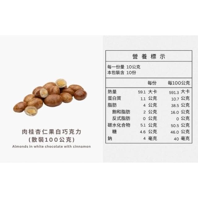【Ruta】露特 ｜ 立陶宛百年國寶級巧克力 ｜ 肉桂杏仁果白巧克力 (散裝100克）