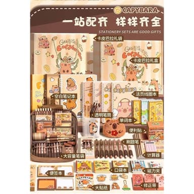 卡皮巴拉文具套裝禮盒小學女孩高顏值生日禮物兒童學習用品大禮包