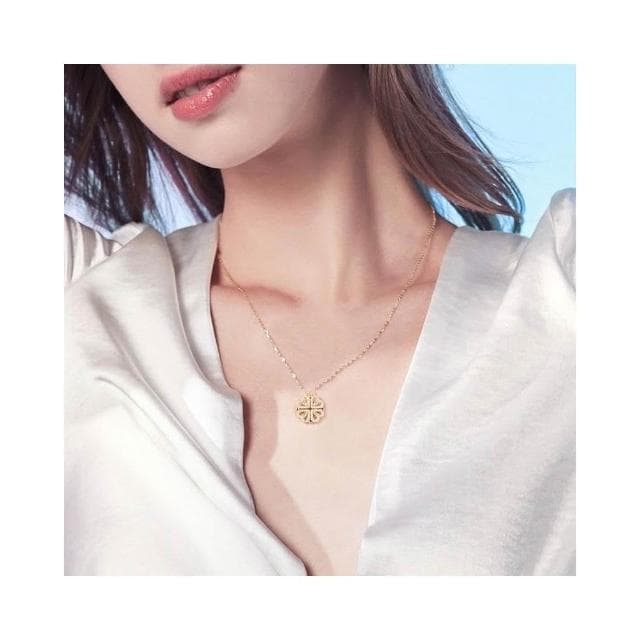 【開運堂】現貨 「四葉草鎖骨鏈」金色可打開四葉草項鍊女四顆愛心吊墜網紅爆款鎖骨鏈