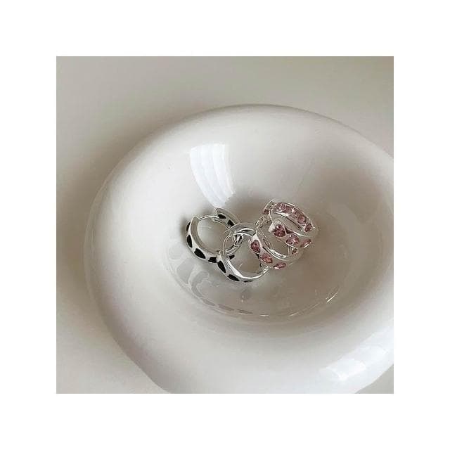 【Fee現貨2色新品】925純銀愛神鋯石愛心圓圈耳釘🔥耳針 耳環 配飾 珍珠光 耳飾 復古 輕奢氣質 女生飾品 韓系耳
