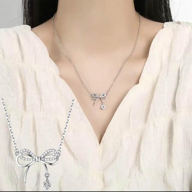 【KEDDY】蝴蝶項鍊-999純銀項鍊-女生項鍊-生日禮物-韓國項鍊-小眾蝴蝶結-鎖骨項鍊-女朋友生日