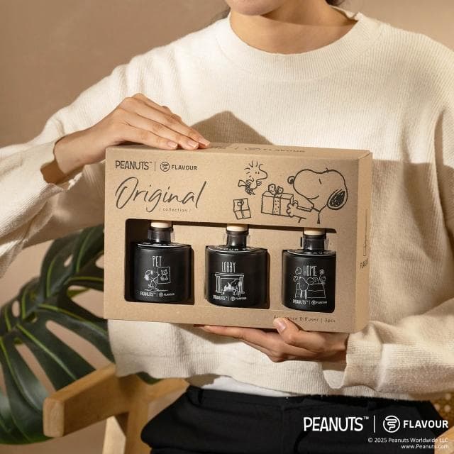 【FLAVOUR】史努比聯名香氛✨FLAVOUR 居家香氛擴香瓶禮盒 70mlx3【寵物友善】／香氛瓶 芳香瓶 聖誕節交換禮物