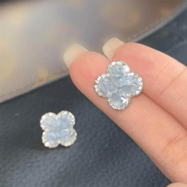 🎗飾間首飾鋪 破碎法式耳釘首飾氣質通勤日常飾品百搭冰霾藍花朵耳環耳飾