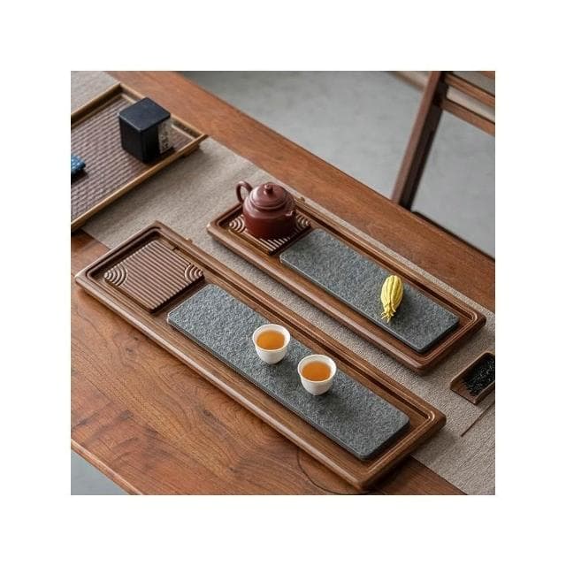 廠家直發 免稅 茶盤 高檔烏金石實木茶盤家用客廳功夫茶具茶海重竹長方幹泡臺排水兩用