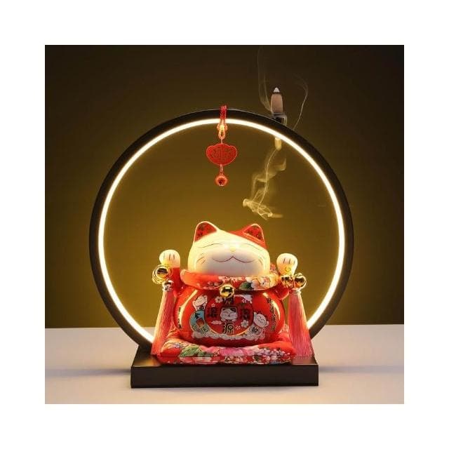 現貨免運 招財貓儲錢罐存錢罐招財貓倒流香擺件招財貓燈圈陶瓷存錢罐店鋪招財貓存錢筒開店禮物開業閉幕