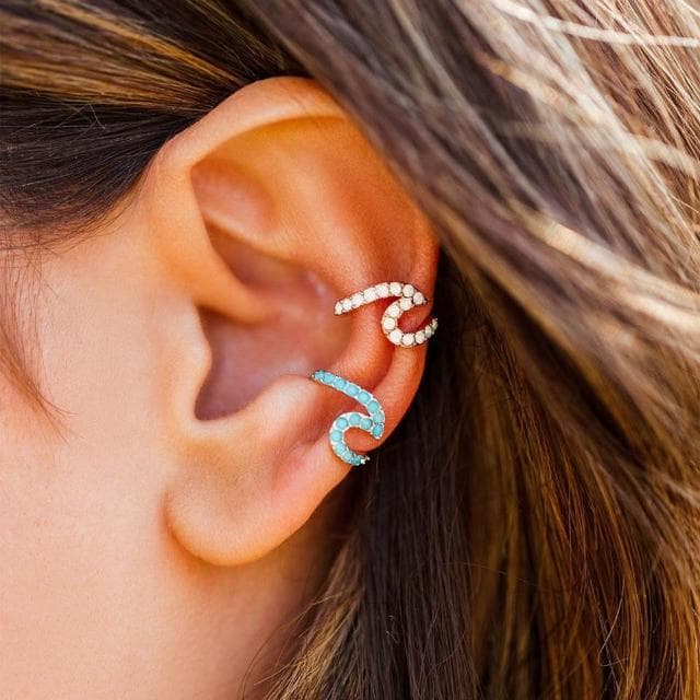 【Pura Vida】美國手工 STONE WAVE EAR CUFF 石頭WAVE耳骨夾