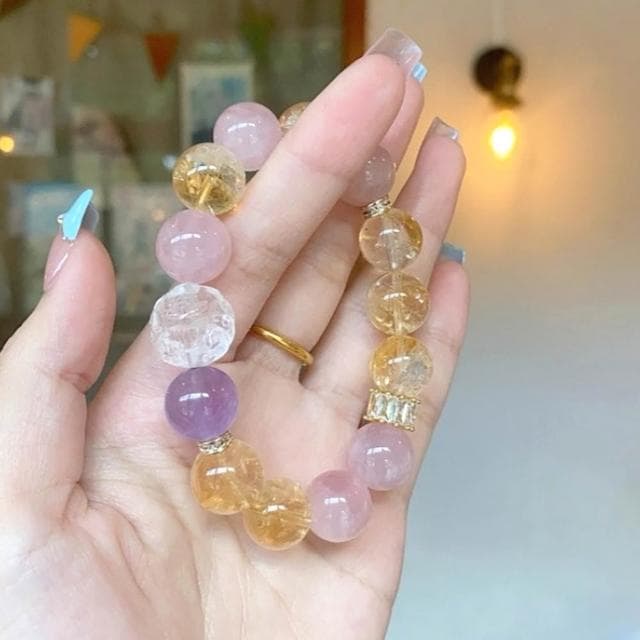【LEESA】水晶手鍊\手串\黃水晶\水晶串珠\天然玉石\閨蜜手鍊\招財\開運手鍊\招桃花\飾品\手鍊\串珠手鍊\女生手鍊\禮物