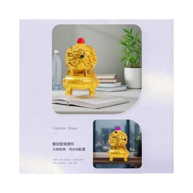 九轉乾坤鼎聚財旋轉擺件家居客廳玄關辦公桌風水聚寶盆喬遷送禮品