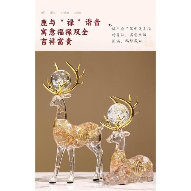 新中式招財鹿擺件輕奢高檔玄關客廳酒櫃電視櫃辦公室裝飾喬遷禮品
