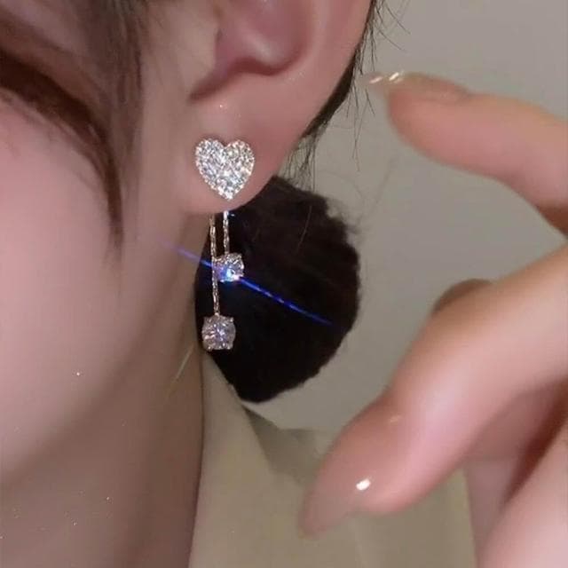 {遇見臻品}BG041韓風愛心水鑽流蘇氣質潮流耳環蝴蝶耳環時尚氣質耳環鑲鑽氣質耳環時尚氣質耳環優雅氣質金屬耳環