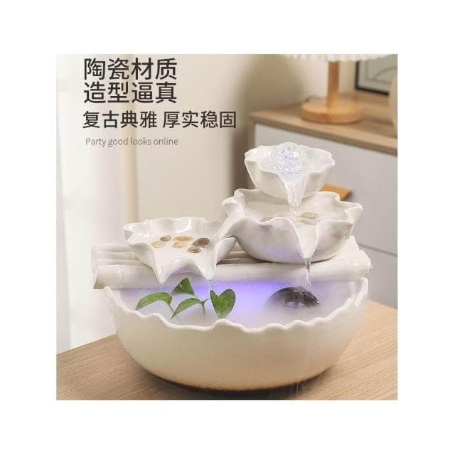 招財水流盆風水輪招財水車流水擺件聚寶盆時來運轉陶瓷流水盆流水擺飾水流擺件風水擺飾開幕喬遷禮物