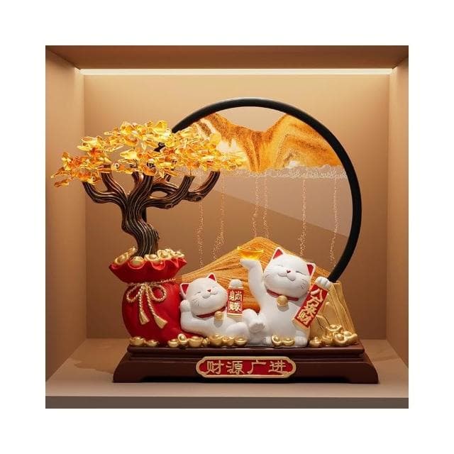 發財樹流沙畫招財貓擺件客廳裝飾新房子搬家禮物喬遷新居開業禮品