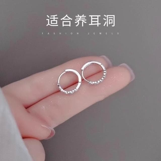 🎗飾間首飾鋪 925純銀愛心耳環圓圈耳釘首飾女鋯石鑲鑽耳飾養耳洞飾品