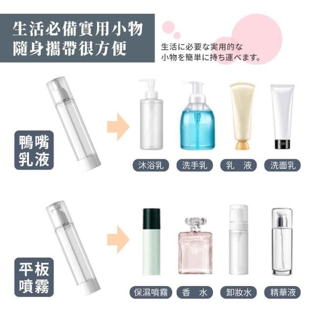 【夢巴黎】真空分裝瓶 分裝瓶 噴霧瓶 乳液瓶 化妝瓶 旅行分裝瓶 保養品分裝