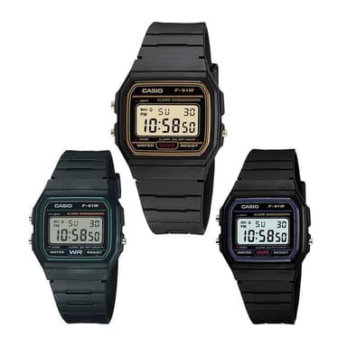 【CASIO 卡西歐】CASIO電子錶+鏡面貼膜 經緯度鐘錶 經典款 鬧鈴碼錶 當兵 學生 台灣卡西歐公司代理貨有保固 超低價 F-91W