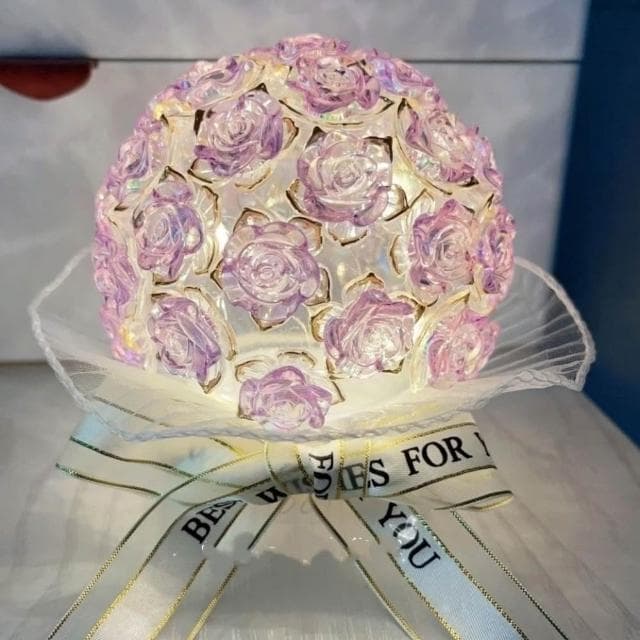 玫瑰小夜燈 手工DIY 小夜燈材料包 手工編織 簡約發光 送朋友 節日生日 手工禮物 花束小夜燈 禮物