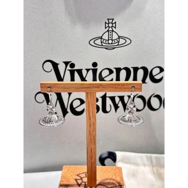 Vivienne Westwood專櫃品質PINA鉚釘立體透明珠土星耳環 個性耳環經典星球耳飾