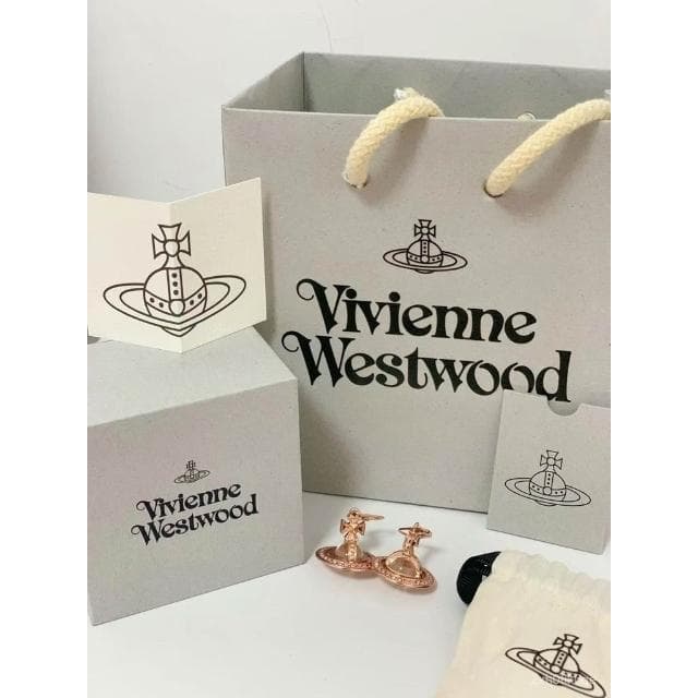 Vivienne Westwood專櫃品質PINA鉚釘立體透明珠土星耳環 個性耳環經典星球耳飾