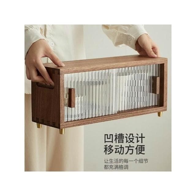 黑胡桃實木多層桌面杯子茶具置物架雙層水杯防塵收納咖啡杯儲物櫃ee57