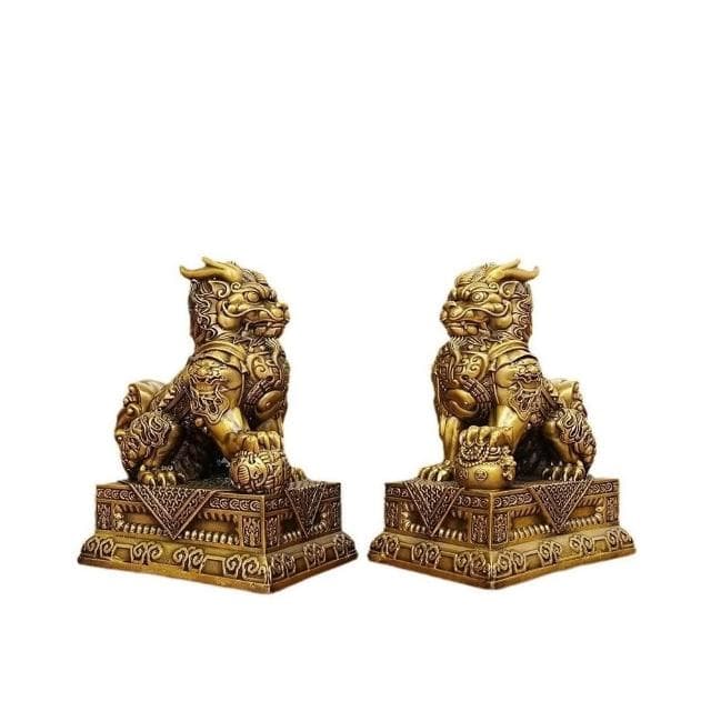 全銅麒麟擺件公母一對家居辦公室聚財納福吉祥物喬遷開業禮品大號