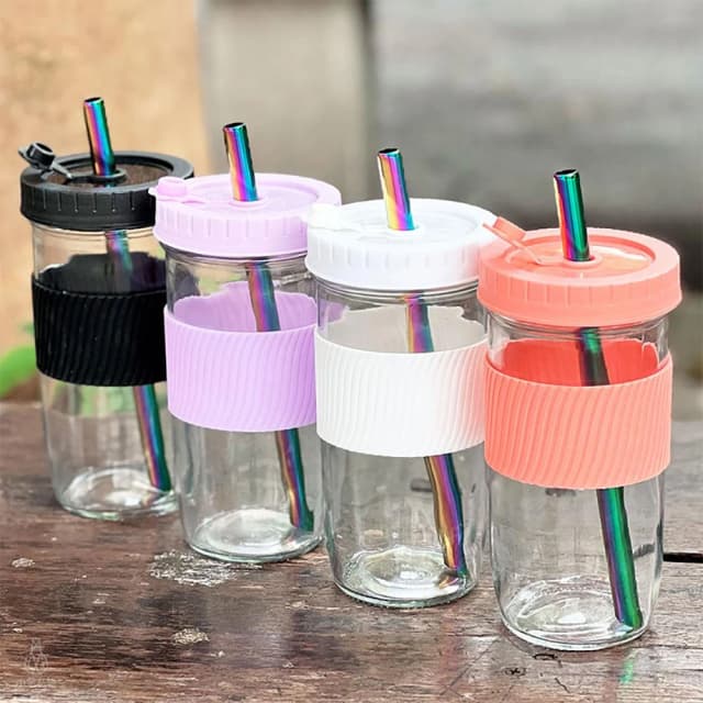 防滑隔熱飲料杯 700ml-含吸管 (環保杯/珍奶杯/玻璃杯/隨行杯/手搖杯/梅森罐/梅森杯)