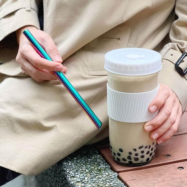 防滑隔熱飲料杯 700ml-含吸管 (環保杯/珍奶杯/玻璃杯/隨行杯/手搖杯/梅森罐/梅森杯)