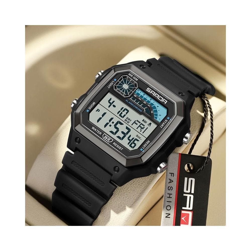 2025新款方形手錶男款男生高中學生防水夜光鬧鐘電子手錶運動專用