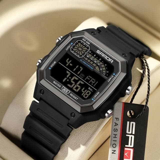 2025新款方形手錶男款男生高中學生防水夜光鬧鐘電子手錶運動專用