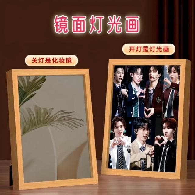 鏡子燈光畫 定制照片 diy創意 小夜燈 來圖定做 鏡子燈 動漫 生日禮物 桌面擺件相框 男女朋友禮物 情人節禮物