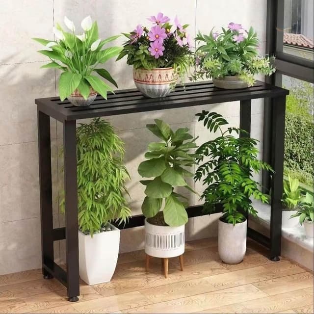 鐵藝陽臺花架盆栽架空調外機置物架防銹防水花盆架園藝花架植物架落地花架多肉架戶外花架