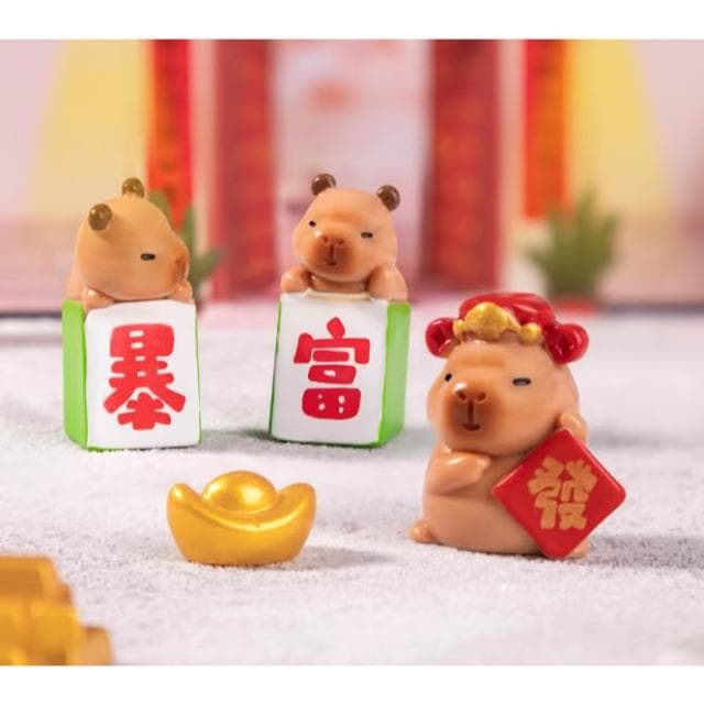 沐晨植物園｜微景觀 新年招財水豚 卡皮巴拉 水豚 盆栽裝飾 暴富水豚 園藝裝飾 室內佈置 春節 公仔