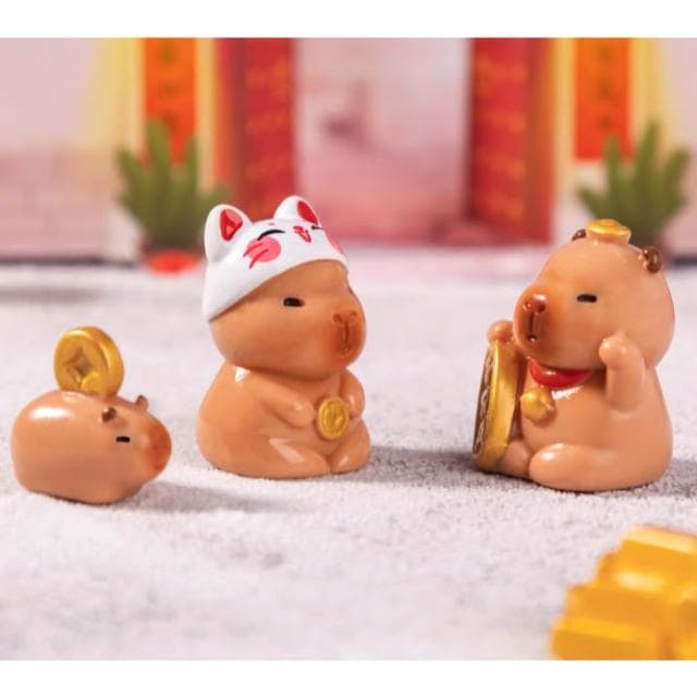 沐晨植物園｜微景觀 新年招財水豚 卡皮巴拉 水豚 盆栽裝飾 暴富水豚 園藝裝飾 室內佈置 春節 公仔