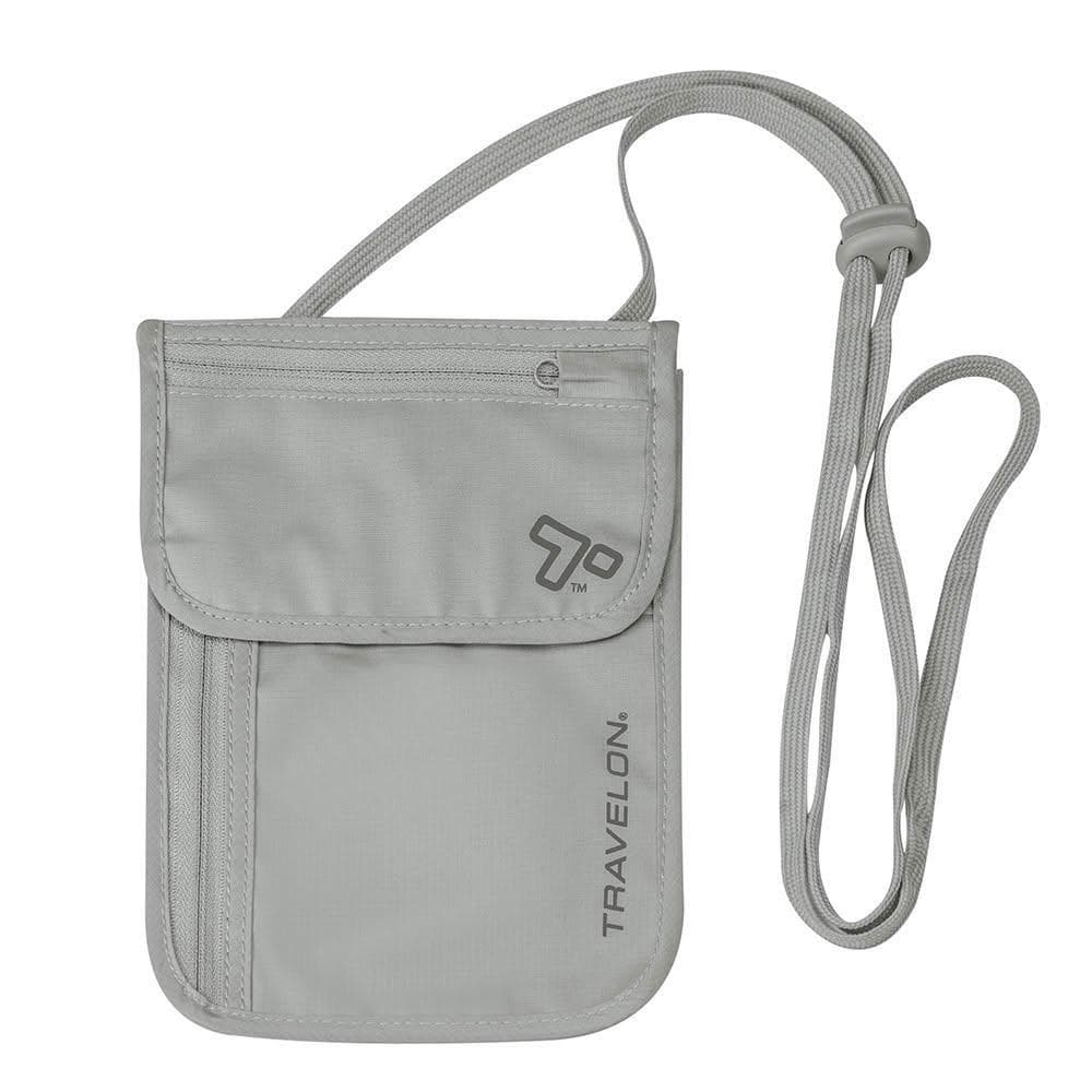 【Travelon】美國 防盜包 RFID BLOCKING 隱藏式錢包 出國旅遊 隨身包 護照包 灰 TL-12998