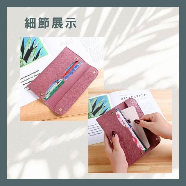 〈拜雅齊BYC〉日韓版女士錢包(長款大容量純色長夾 荔枝紋手機包 錢包)