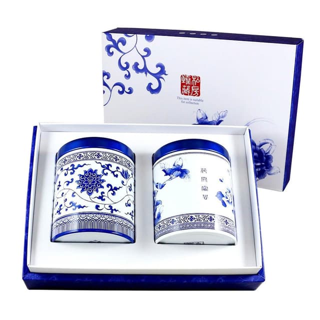 【龍源茶品】青花御宴頂級梨山烏龍茶葉禮盒2罐組(75g/罐-共150g)-生青茶;無焙火;微發酵