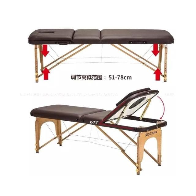 美知然可折疊按摩床家用可攜式推拿理療床紋身紋繡美容床實木手提