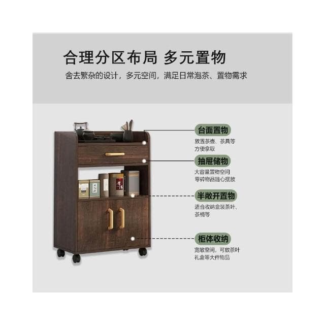 茶水櫃置物架家用餐邊櫃移動邊幾辦公室茶葉櫃茶具收納櫃子多功能y76