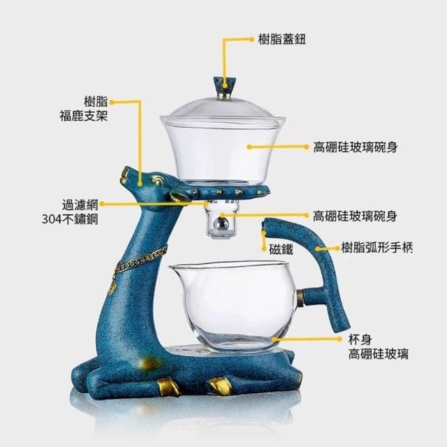 小鹿泡茶壺 全自動泡茶器 沖茶器 泡茶器具 泡茶壺 茶具組 泡茶機 自動泡茶 一秒出水-Feng