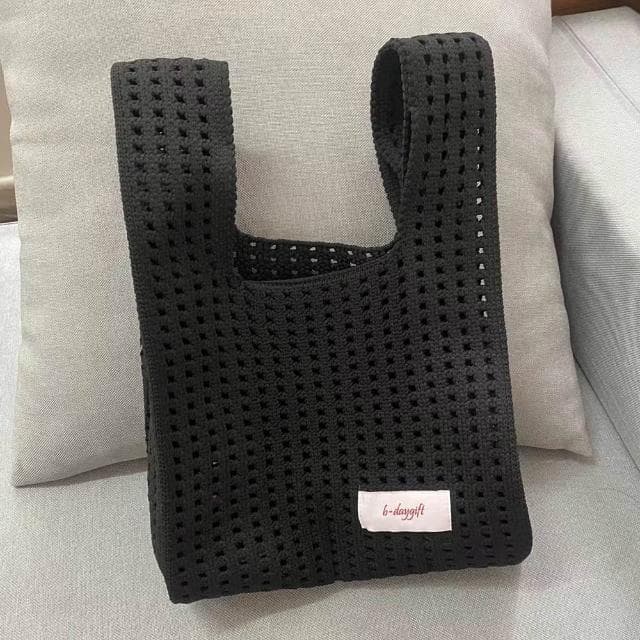 【AHUA 阿華有事嗎】AHUA阿華有事嗎 韓系包包 縷空毛線小標針織手提包 B0099 韓妞必備包 百搭配件 包包 袋子 手袋 肩包 日系