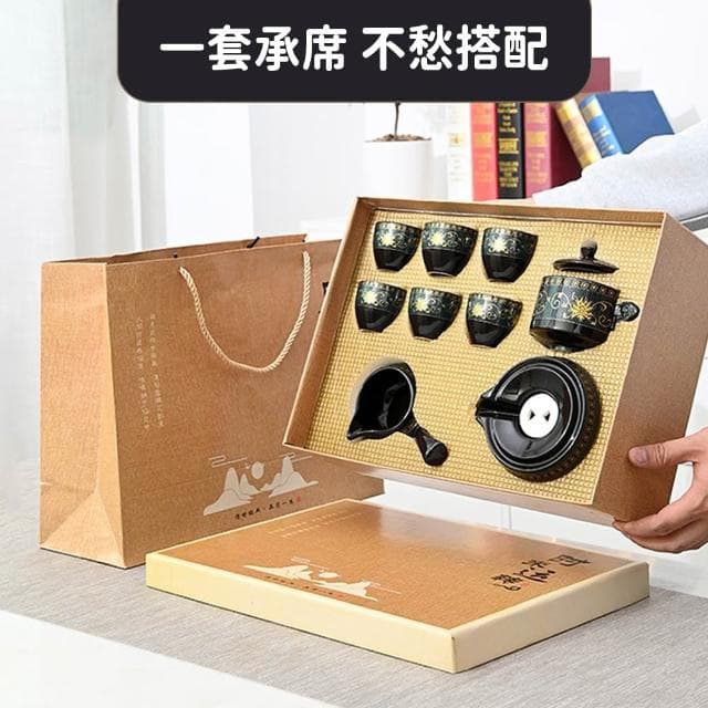 半自動茶具組 茶道泡茶器 泡茶禮盒 中式茶具套組 陶瓷琺瑯彩茶具 泡茶器 公杯 品茗杯 茶具禮盒 品茶組165-TA6S