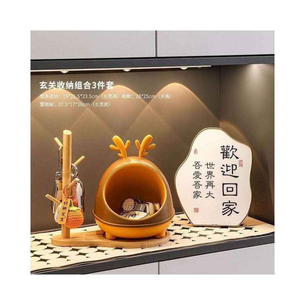 熱銷小鹿玄關鑰匙收納盒擺件入戶門口鞋櫃客廳家居裝飾品喬遷新居禮物