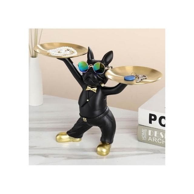 免運戴墨鏡酷狗鬥牛犬託盤創意擺件玄關茶几收納裝飾結婚喬遷新居禮物