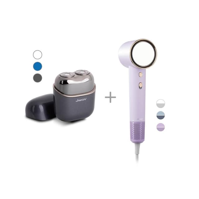 【JWAY】理容雙機組 全機水洗觸控電動刮鬍刀＋11萬轉負離子吹風機｜USB充電 / 旅行便攜｜居家出差理容好物