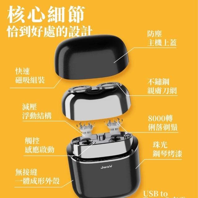 【JWAY】理容雙機組 全機水洗觸控電動刮鬍刀＋11萬轉負離子吹風機｜USB充電 / 旅行便攜｜居家出差理容好物