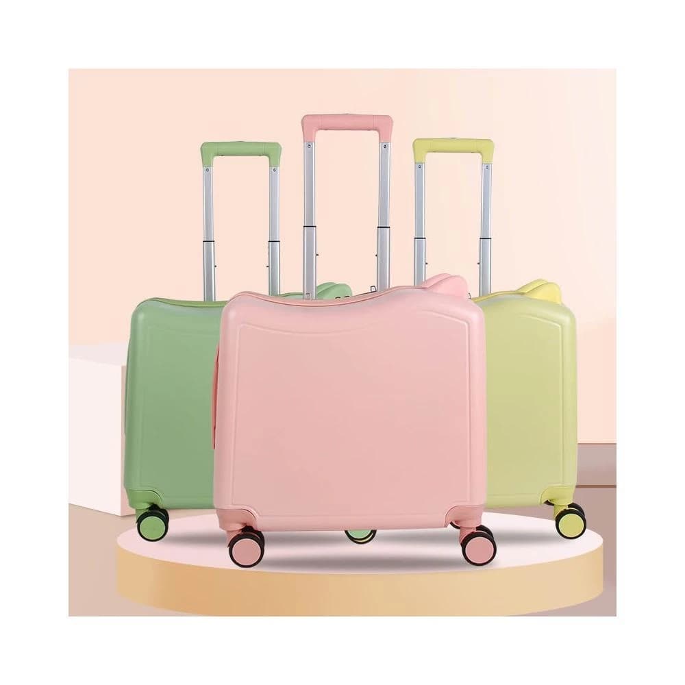 新款20寸可坐騎行兒童行李箱 可愛貓耳朵拉杆箱 密碼鎖萬向輪旅行箱