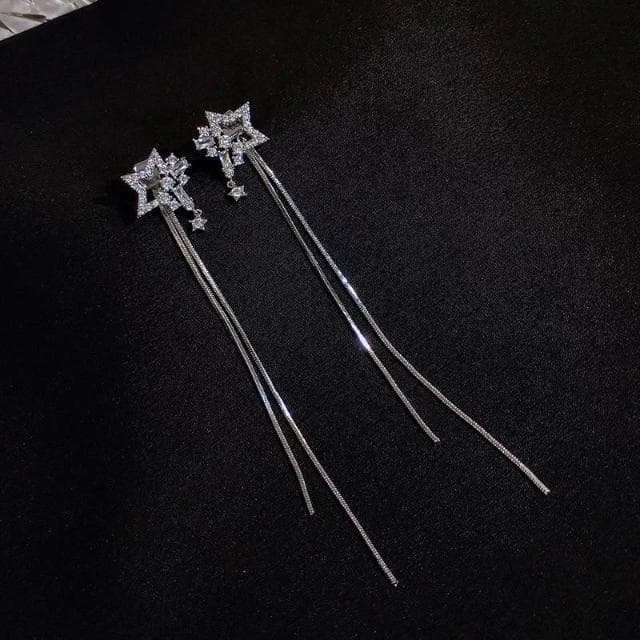 {遇見臻品}BG372流蘇星星耳環東大門流行耳飾五角星耳環韓版個性耳環流蘇耳墜氣質百搭耳飾時尚氣質耳環日韓流行時尚耳環